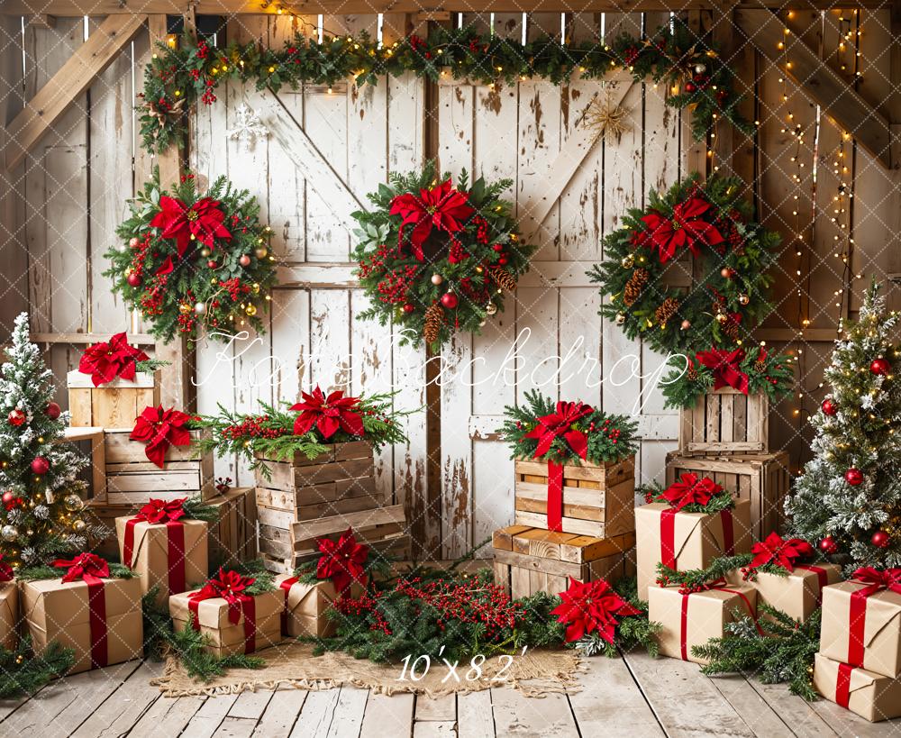 Kate Noël Rustique Grange Porte Cadeaux Toile de fond conçue par Emetselch - Kate Backdrop FR