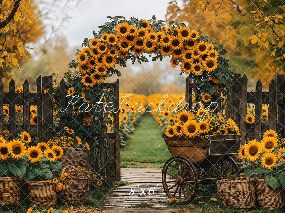 Kate Automne Tournesol Arche Panier Chemin Toile de fond conçue par Emetselch - Kate Backdrop FR