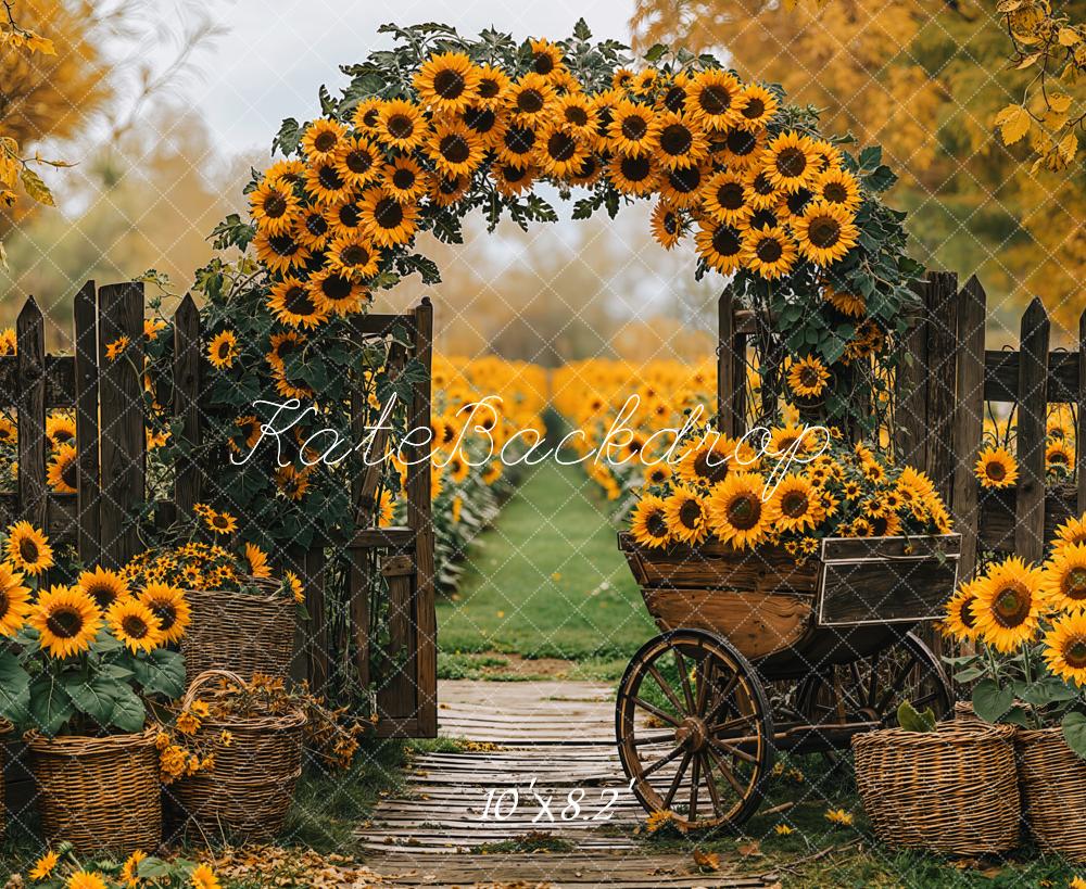 Kate Automne Tournesol Arche Panier Chemin Toile de fond conçue par Emetselch - Kate Backdrop FR