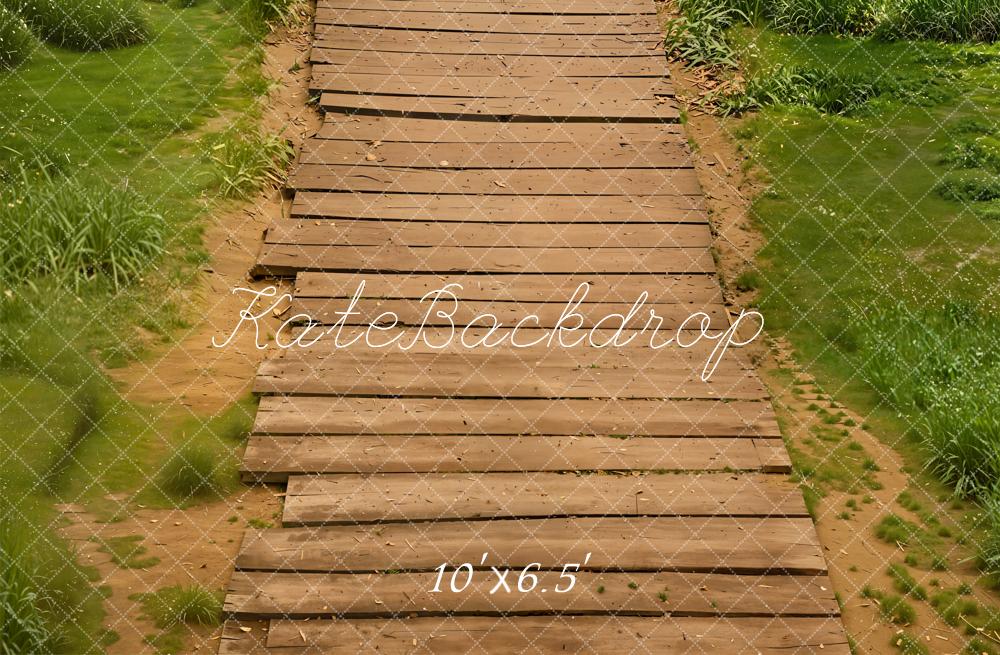 Kate Chemin en Bois Herbe verte Sol Toile de fond conçue par Kate Image