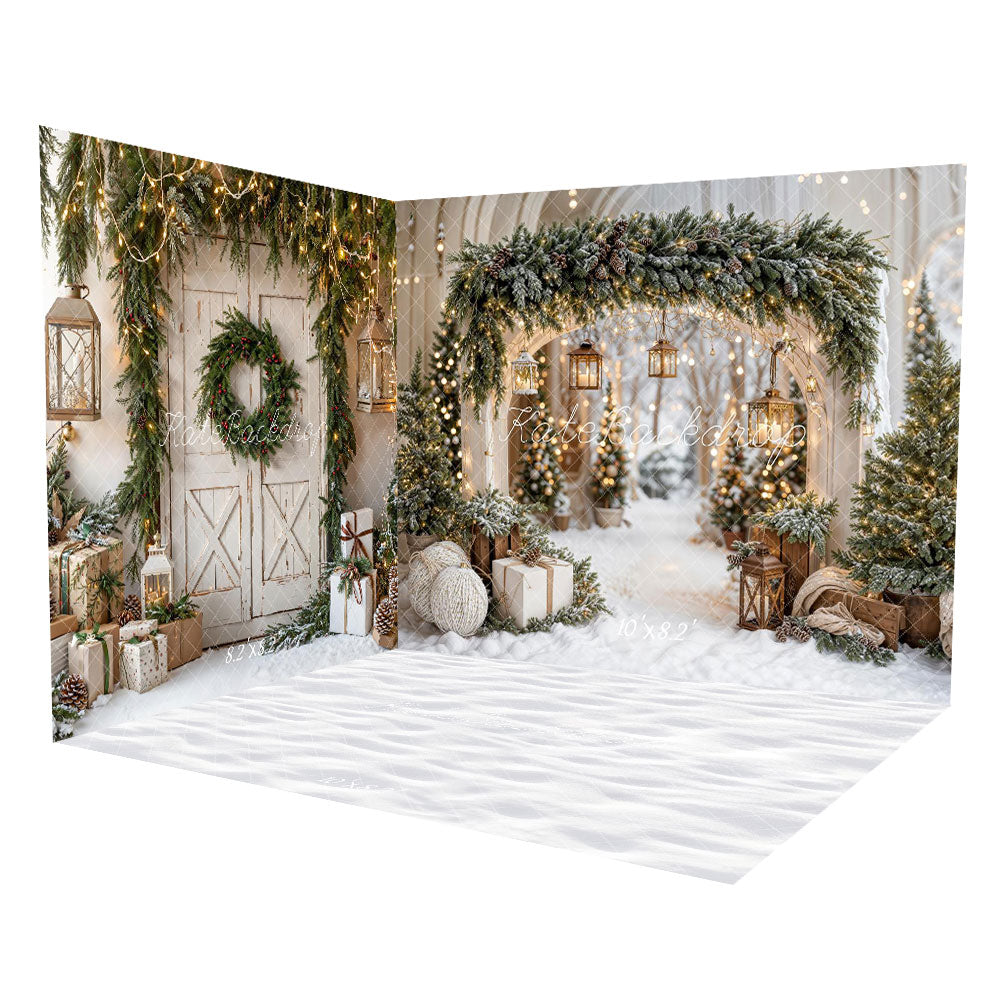 Kate Noël Arche Neige Arbres Porte Lumières Ensemble de chambre