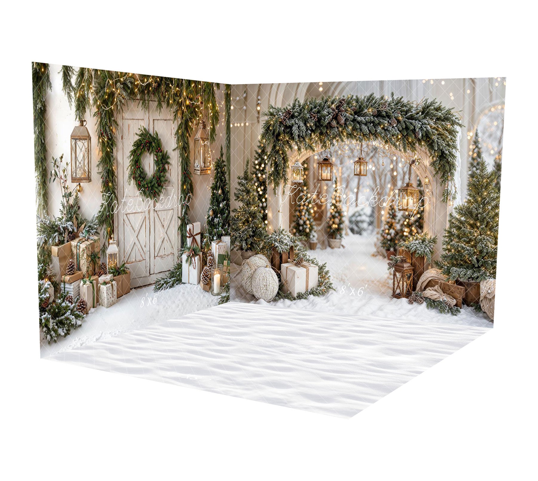 Kate Noël Arche Neige Arbres Porte Lumières Ensemble de chambre