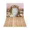 Kate Automne Citrouilles Fleurs Porte Toile de fond+Brun clair Sol en bois Toile de fond
