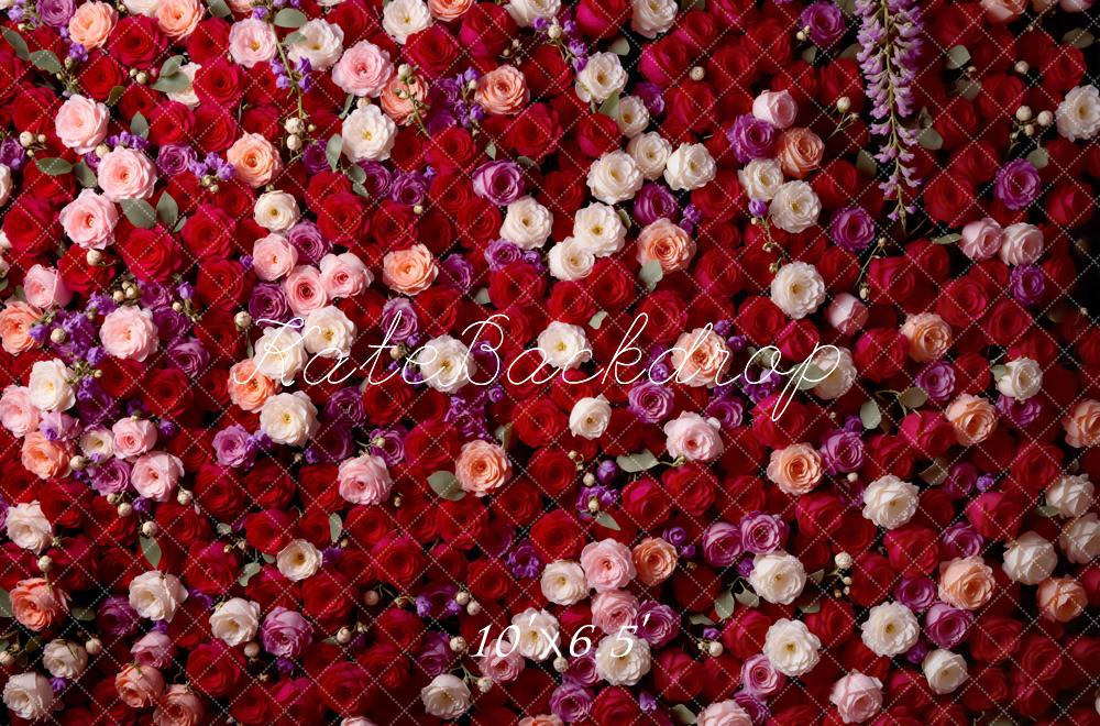 Kate Fleurs Roses Rouge & Rose Toile de fond conçue par Mini MakeBelieve - Kate Backdrop FR