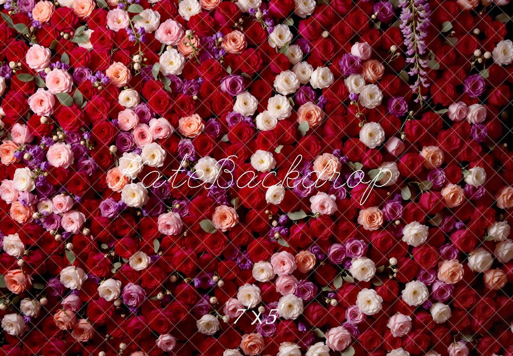 Kate Fleurs Roses Rouge & Rose Toile de fond conçue par Mini MakeBelieve - Kate Backdrop FR