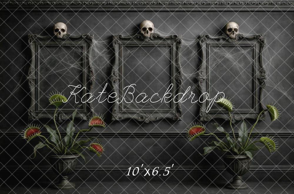 Kate Halloween Crânes Attrape-mouches Rétro Toile de fond conçue par Mini MakeBelieve