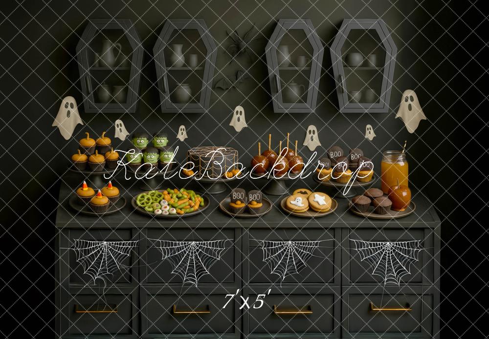 Kate Halloween Cuisine Fantôme Dessert Toile de fond conçue par Mini MakeBelieve - Kate Backdrop FR