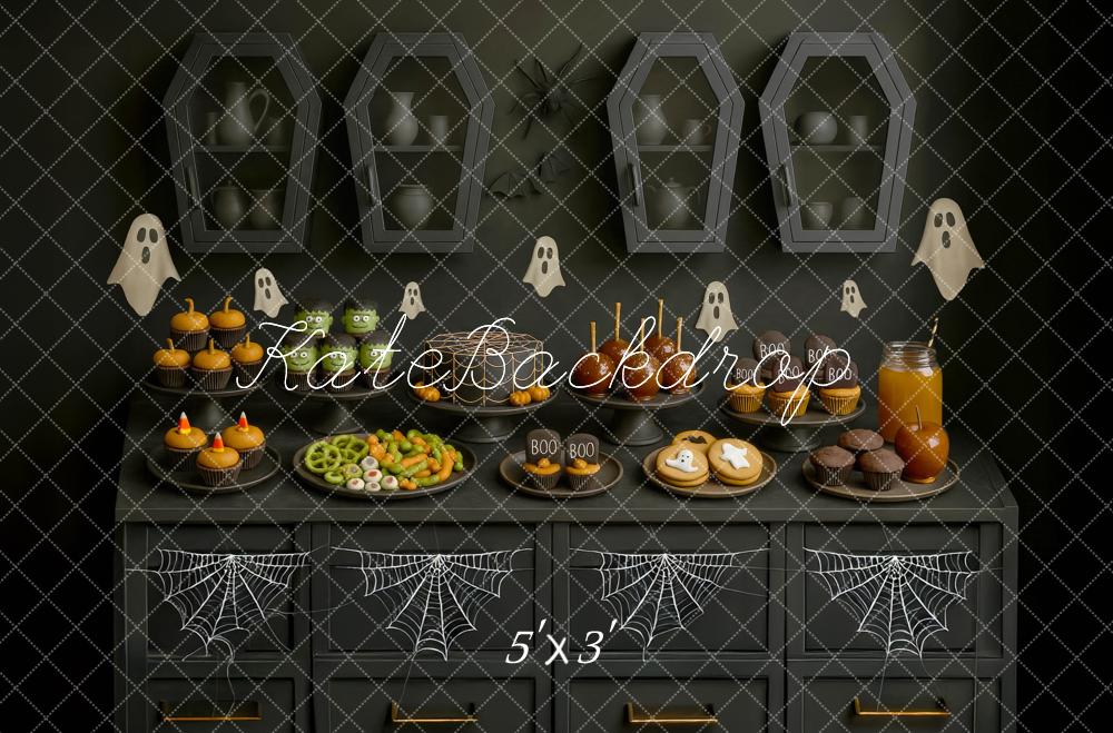 Kate Halloween Cuisine Fantôme Dessert Toile de fond conçue par Mini MakeBelieve - Kate Backdrop FR