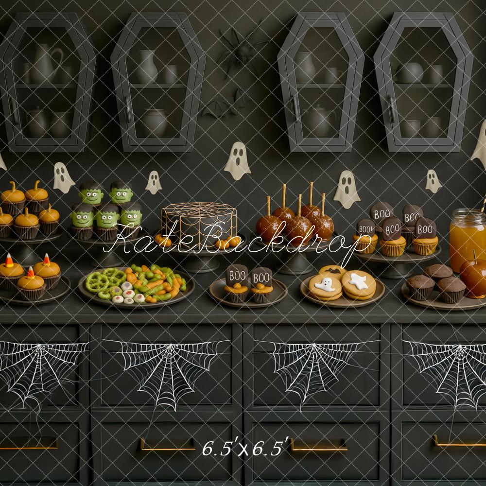 Kate Halloween Cuisine Fantôme Dessert Toile de fond conçue par Mini MakeBelieve - Kate Backdrop FR