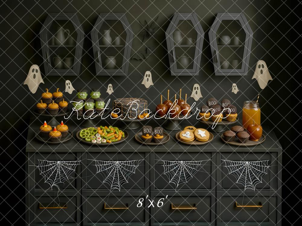 Kate Halloween Cuisine Fantôme Dessert Toile de fond conçue par Mini MakeBelieve - Kate Backdrop FR