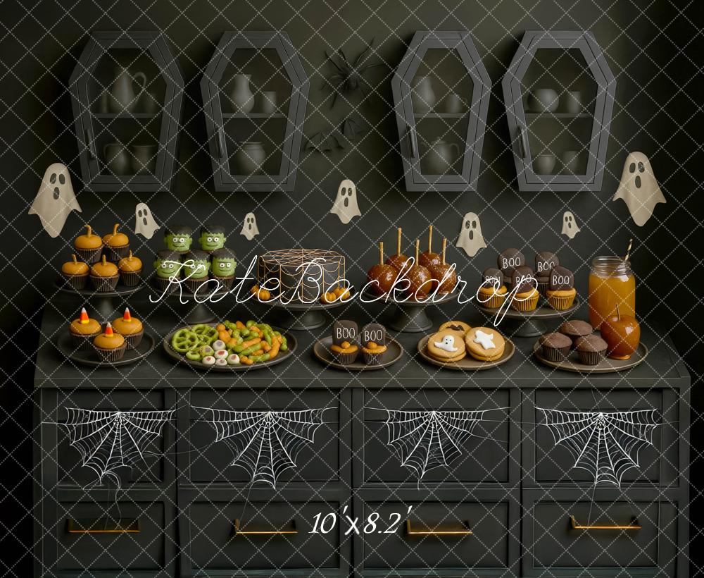 Kate Halloween Cuisine Fantôme Dessert Toile de fond conçue par Mini MakeBelieve - Kate Backdrop FR