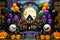 Kate Halloween Lune Maison hantée Ballons Toile de fond conçue par Mini MakeBelieve - Kate Backdrop FR