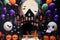 Kate Halloween Lune Maison hantée Ballons Toile de fond conçue par Mini MakeBelieve - Kate Backdrop FR