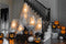 Kate Halloween Fantômes Citrouilles Escaliers Toile de fond conçue par Mini MakeBelieve - Kate Backdrop FR