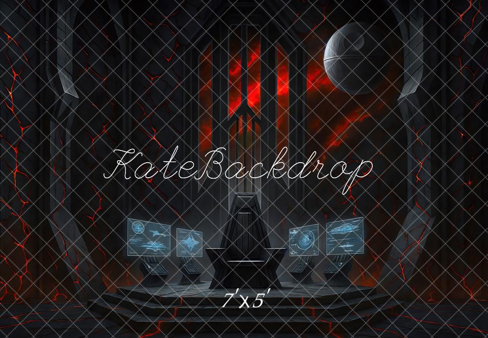 Kate Station Spatiale Science-fiction Noir Toile de fond conçue par Mini MakeBelieve - Kate Backdrop FR