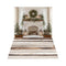 Kate Noël Cheminée Sapin Bougie Toile de fond+Bois Vieilli Beige Brun Sol Toile de fond