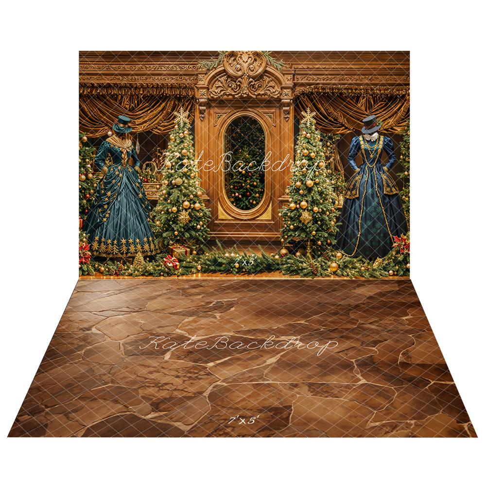 Kate Noël Sapins Robes Victoriennes Toile de fond+Brun Pavé Marbre Sol Toile de fond