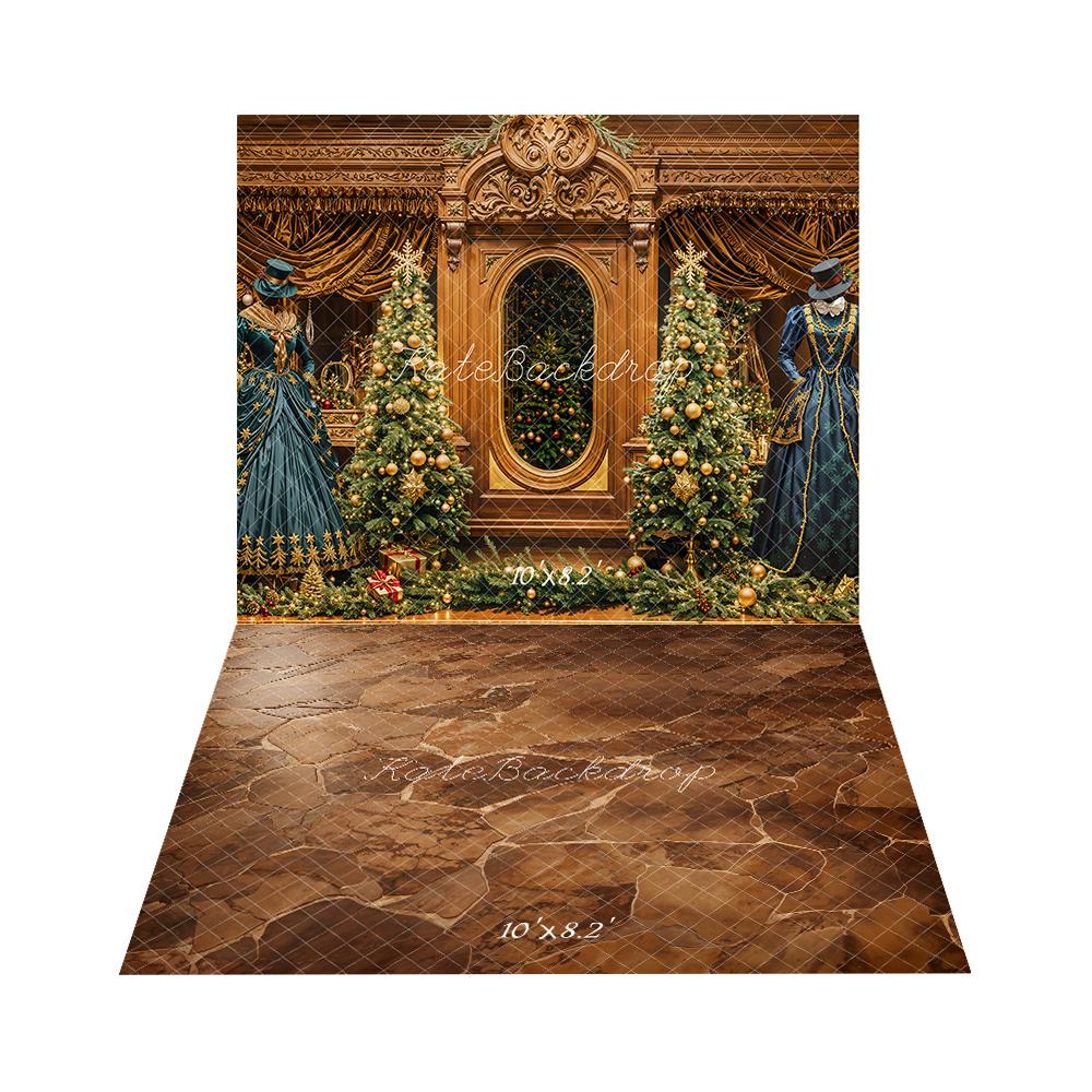 Kate Noël Sapins Robes Victoriennes Toile de fond+Brun Pavé Marbre Sol Toile de fond