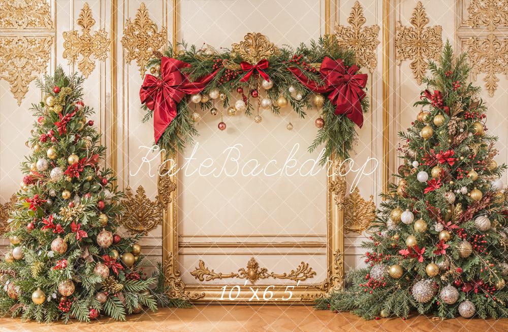 Kate Sapins de Noël Mur Rétro Or Toile de fond conçue par Emetselch
