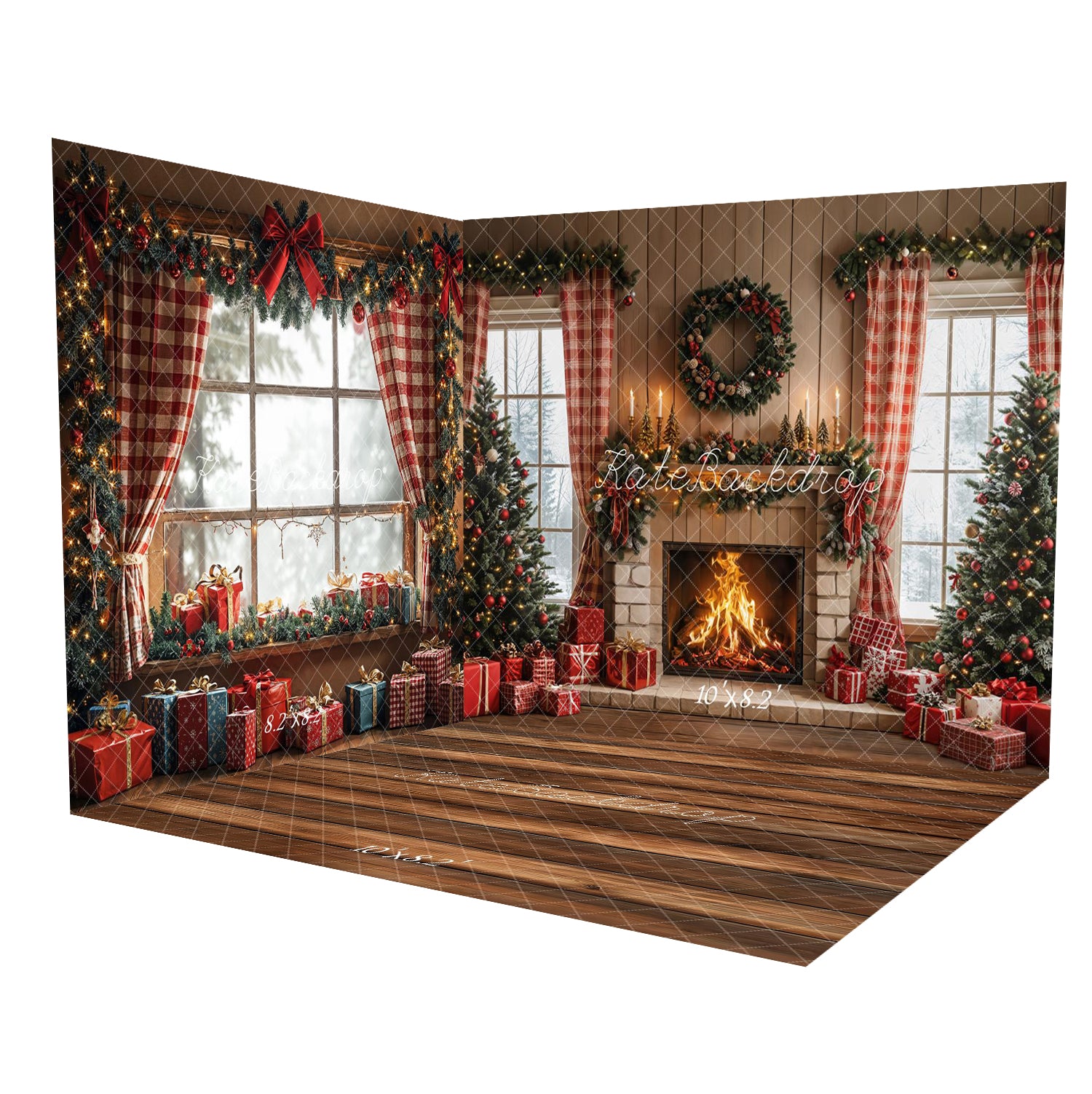 Kate Sapin de Noël Cheminée Rideaux Cadeaux Ensemble de chambre