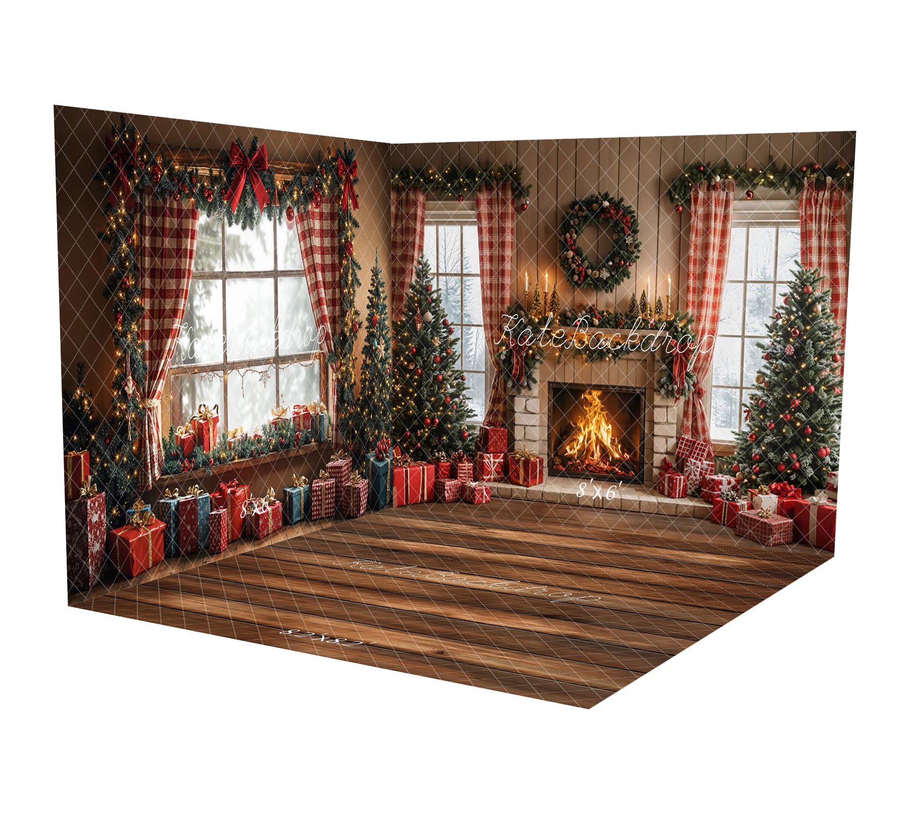 Kate Sapin de Noël Cheminée Rideaux Cadeaux Ensemble de chambre