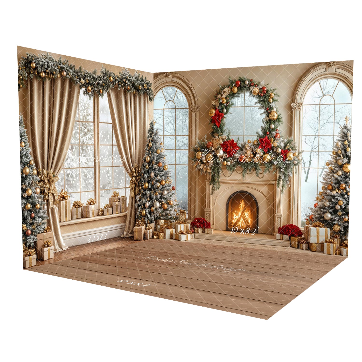 Kate Noël Cheminée Sapins Cadeaux Fenêtre Ensemble de chambre
