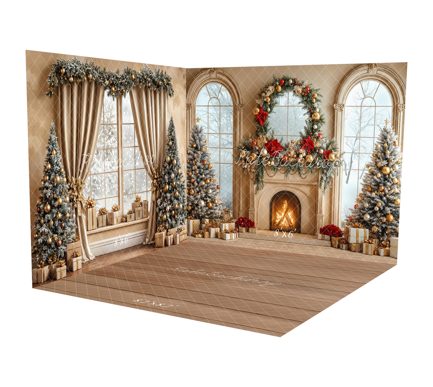 Kate Noël Cheminée Sapins Cadeaux Fenêtre Ensemble de chambre