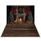 Kate Noël Cheminée Sapins Rideaux Toile de fond+Brun foncé Parquet Sol Toile de fond