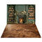 Kate Noël Bibliothèque Cheminée Vert Toile de fond+Brun Pavé Marbre Sol Toile de fond