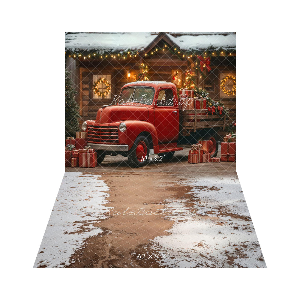 Kate Noël Camion Cadeaux Maison Toile de fond+Hiver Neige Terre Sol Toile de fond