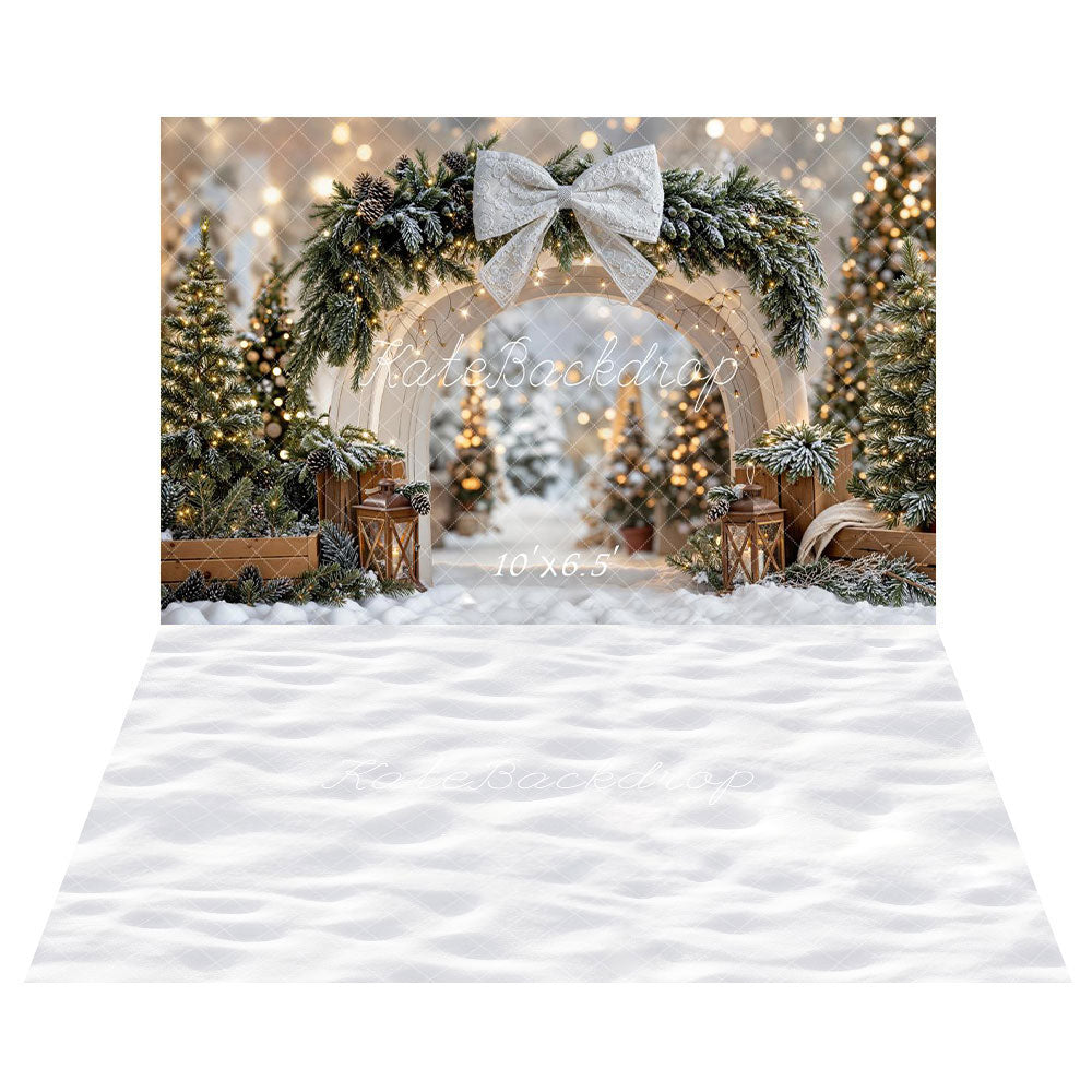Kate Noël Arche Sapin Lumière Toile de fond+Hiver Neige Sol Blanc Toile de fond