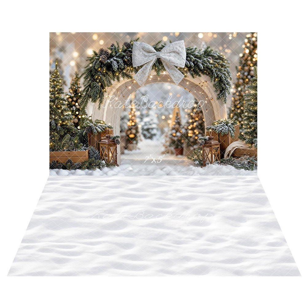 Kate Noël Arche Sapin Lumière Toile de fond+Hiver Neige Sol Blanc Toile de fond