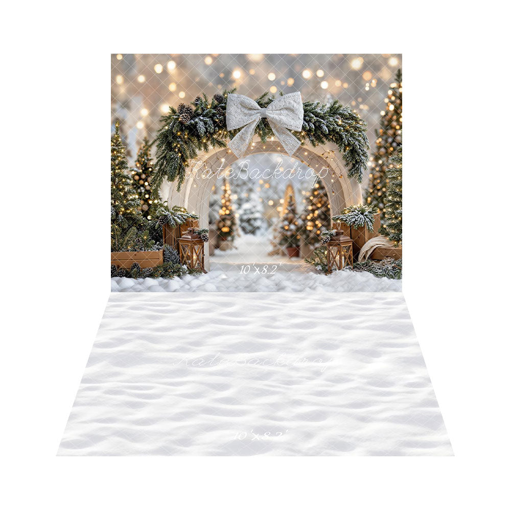 Kate Noël Arche Sapin Lumière Toile de fond+Hiver Neige Sol Blanc Toile de fond