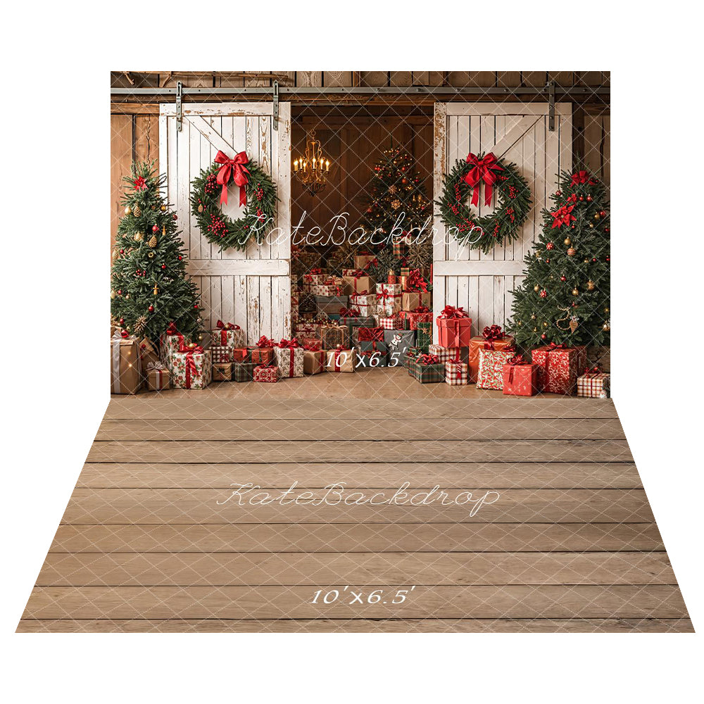 Kate Noël Grange Porte Cadeaux Rustique Toile de fond+Bois Planches Brun Sol Toile de fond