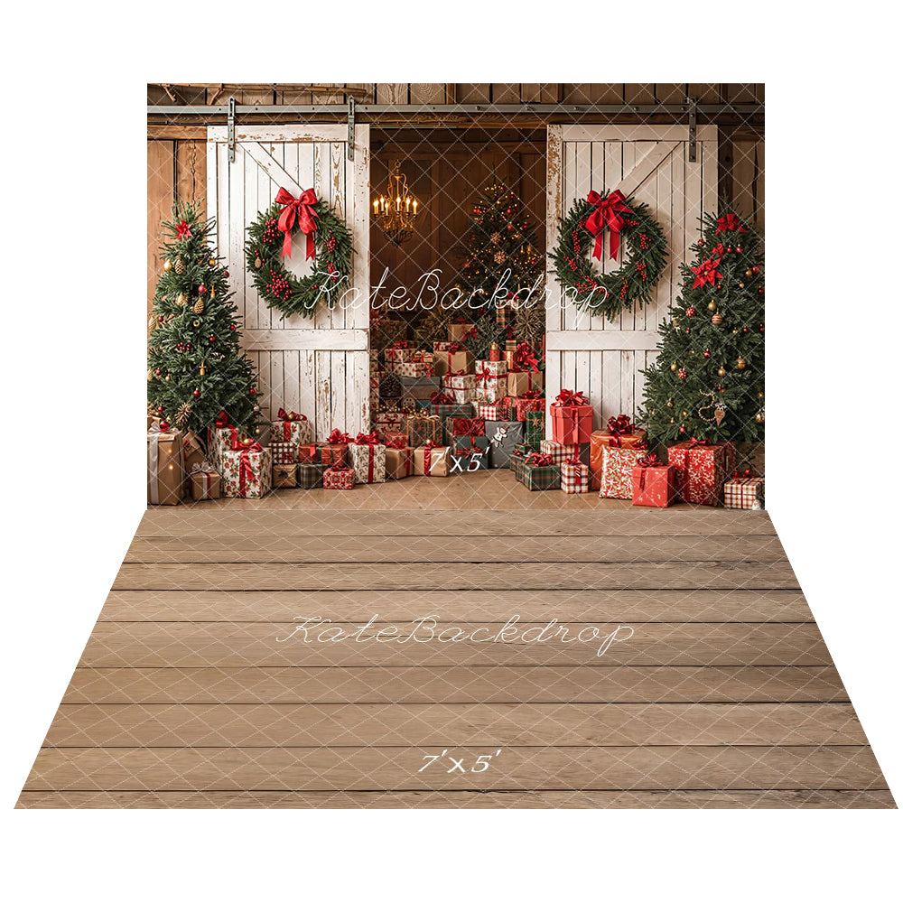 Kate Noël Grange Porte Cadeaux Rustique Toile de fond+Bois Planches Brun Sol Toile de fond