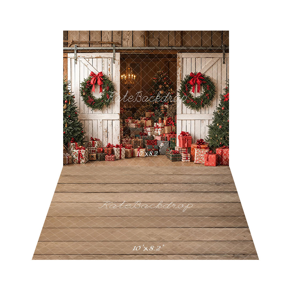 Kate Noël Grange Porte Cadeaux Rustique Toile de fond+Bois Planches Brun Sol Toile de fond