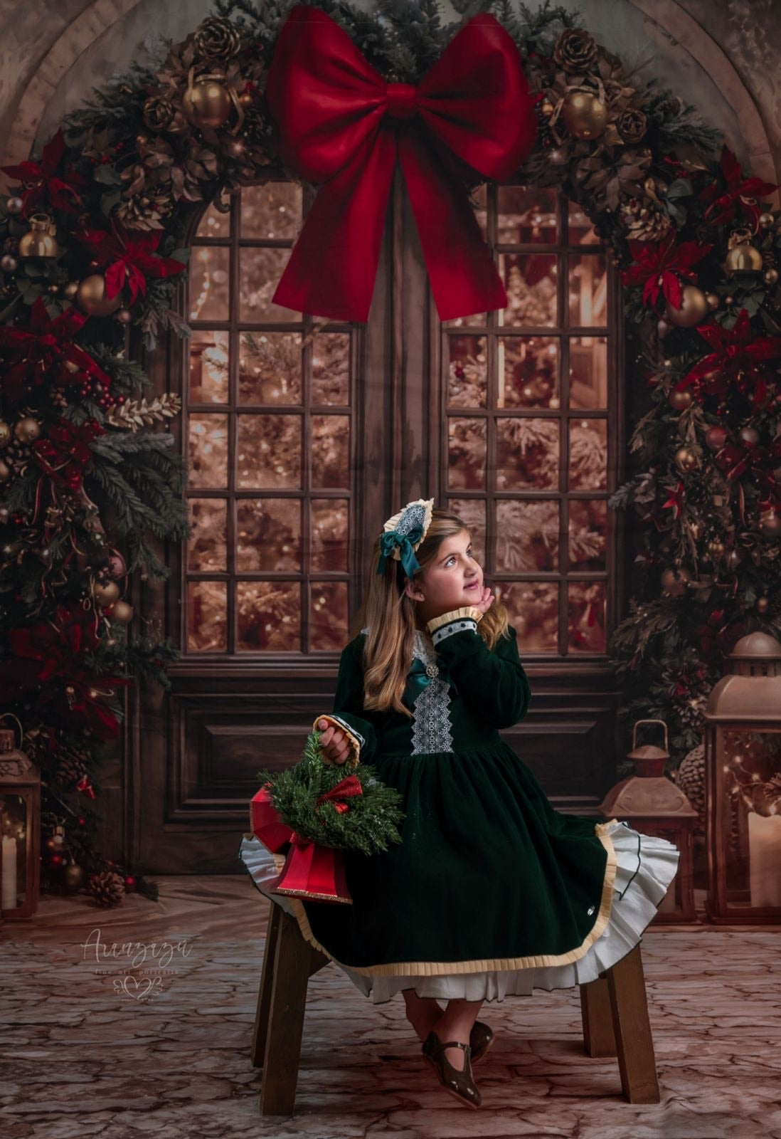 Kate Noël Arche Sapin Lanternes Toile de fond conçue par Emetselch - Kate Backdrop FR