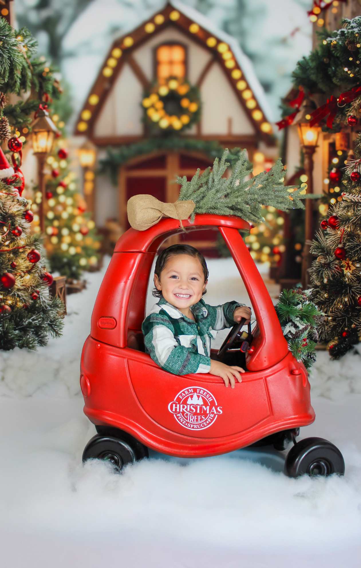 Kate Noël Village Neige Lampadaires Toile de fond conçue par Emetselch - Kate Backdrop FR