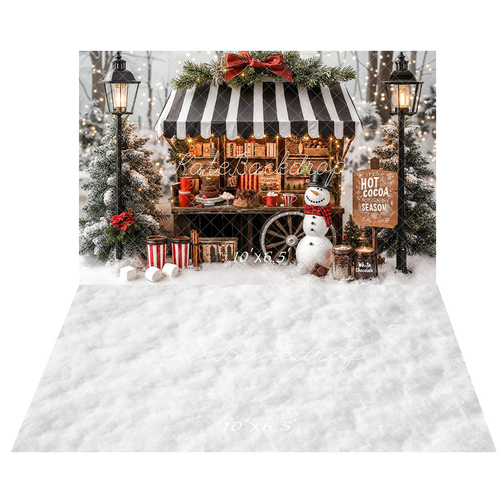 Kate Noël Stand Gourmand Sapins Neige Toile de fond+Hiver Neige Sol Toile de fond