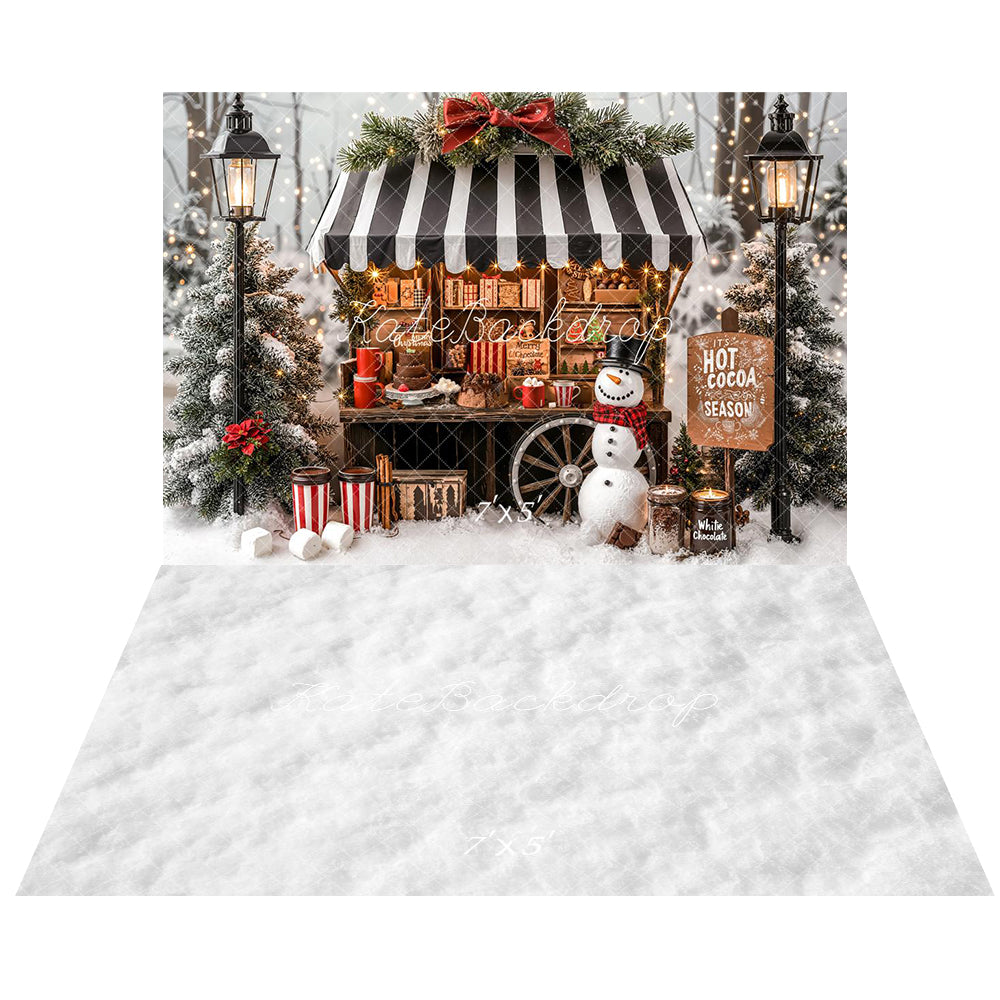 Kate Noël Stand Gourmand Sapins Neige Toile de fond+Hiver Neige Sol Toile de fond
