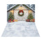 Kate Noël Grange Porte Lumière Sapins Toile de fond+Hiver Neige Blanc Sol Toile de fond