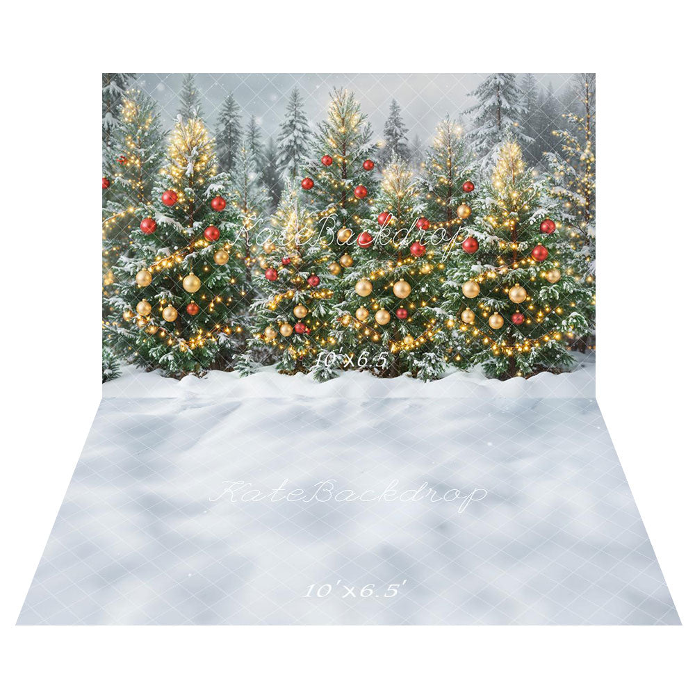 Kate Sapins de Noël Neige Décorations Toile de fond+Hiver Neige Blanc Sol Toile de fond
