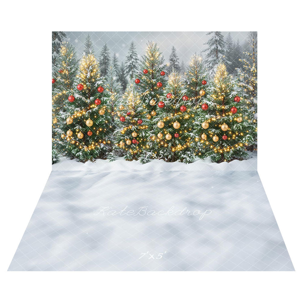 Kate Sapins de Noël Neige Décorations Toile de fond+Hiver Neige Blanc Sol Toile de fond