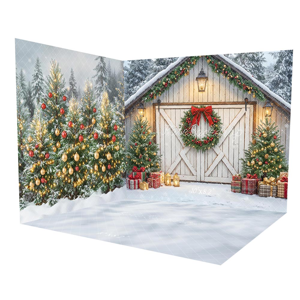 Kate Noël Arbres Grange Porte Cadeaux Neige Ensemble de chambre