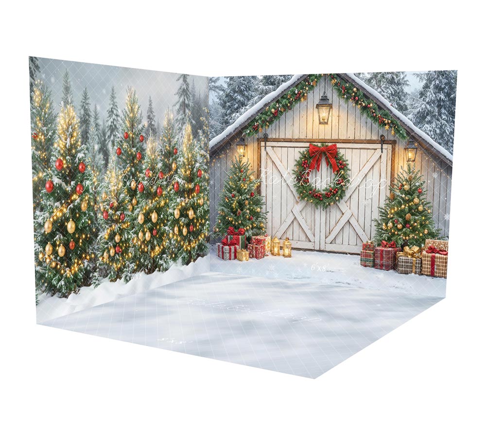 Kate Noël Arbres Grange Porte Cadeaux Neige Ensemble de chambre