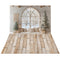 Kate Hiver Bohème Noël Fenêtre Neige Toile de fond+Bois Clair Texture Sol Toile de fond