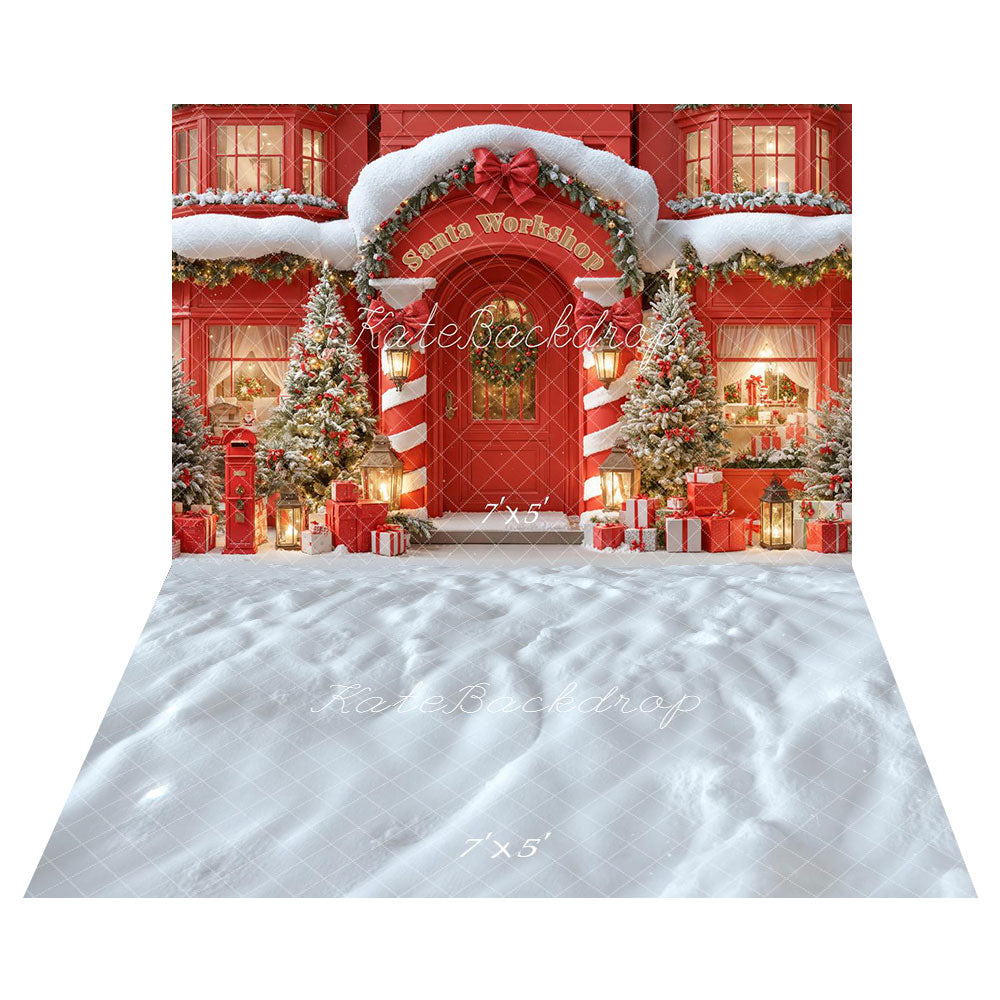 Kate Noël Atelier Rouge Lumière Toile de fond+Hiver Neige Texture Blanc Sol Toile de fond