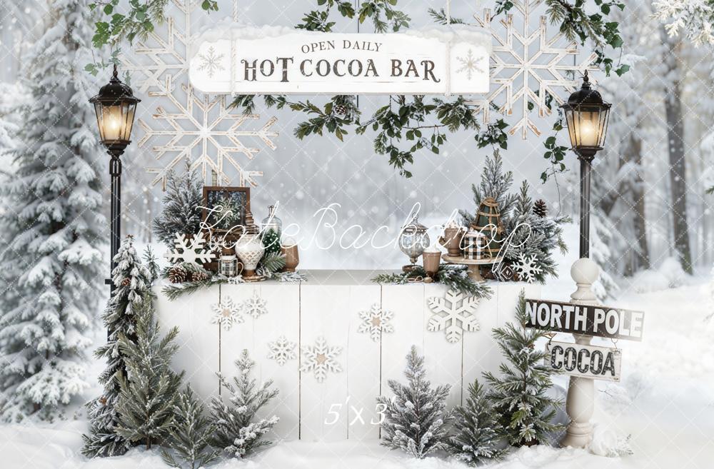 Kate Hiver Bar Cacao Forêt Neige Toile de fond conçue par Emetselch - Kate Backdrop FR