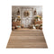 Kate Pâques Lapin Fleurs Porte Toile de fond+Bois Planches Brun Sol Toile de fond