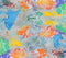 Kate Abstrait Peinture Coloré Sol Toile de fond en Vinyle
